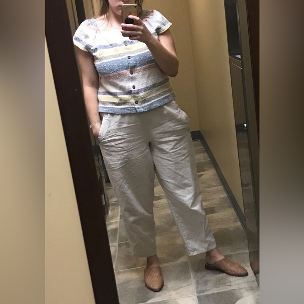 Madewell Texture and Thread flutter sleeve Striped Top XL - Picture 3 of 5